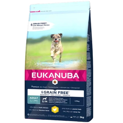 EUKANUBA Adult Chicken S/M Grain Free 2,8kg/ Opakowanie uszkodzone (2938)!!!
