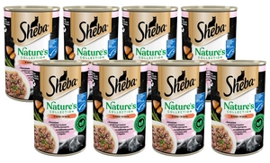 SHEBA puszka 12x400g Nature's Collection – mokra pełnoporcjowa karma dla dorosłych kotów, z łososiem przybranym batatem i fasolką szparagową, w sosie