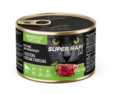 DOLINA NOTECI Super Rafi Cat P&F z dziczyzną i sercami z kurczaka 185g