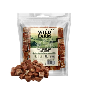 WILD FARM kostki z jagnięciny i dorsza miękkie 500g przysmak dla psa