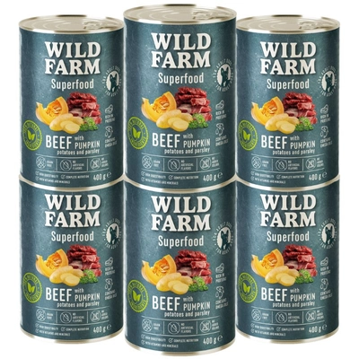 WILD FARM Superfood Beef 6x400g bezzbożowa karma dla psa