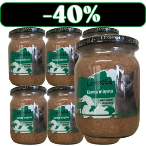 Leopold Karma mięsna z warzywami dla kotów 6x500g (Słoik)