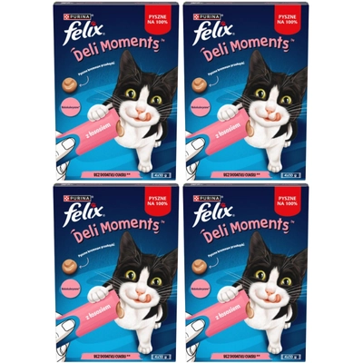 Felix Deli Moments Kremowe przekąski dla kotów z łososiem 4x(4x10g)