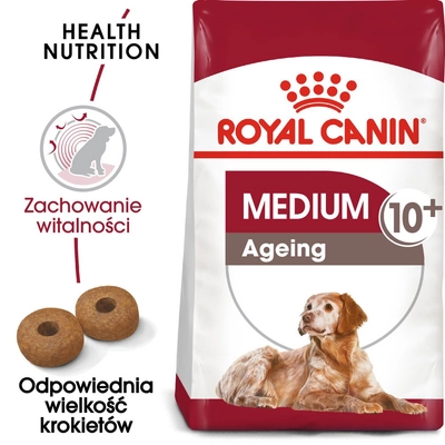 ROYAL CANIN Medium Ageing 10+ 15kg karma sucha dla psów dojrzałych po 10 roku życia, ras średnich opakowanie uszkodzone (4071, 5095)