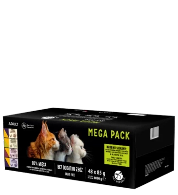 PetRepublic karma mokra dla kotów kawałki w delikatnym sosie MIX mięsnych smaków 48x85g
