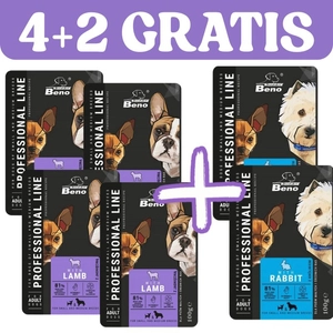 SUPER BENO Adult saszetka dla psów małych i średnich ras z jagnięciną/ z królikiem 6x100g