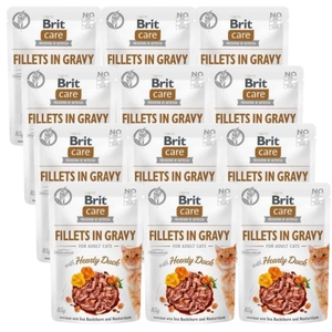 BRIT CARE Cat  Pouches Fillets in Gravy with Hearty Duck 12x85g