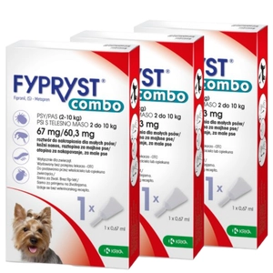 KRKA Fypryst Combo krople na pchły i kleszcze dla psa 2-10 kg 67 mg/0,67ml 3 szt.