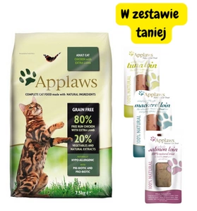 Applaws Adult Chicken with Extra Lamb Sucha Karma dla kota 7,5kg + Polędwiczka 3x30g mix