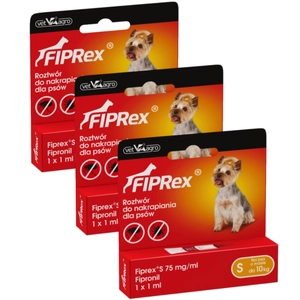 Fiprex S, 75 mg/ml, roztwór do nakrapiania dla psów (3szt)