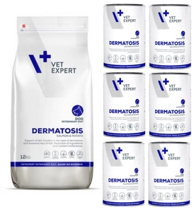 VETEXPERT Dog Dermatosis Salmon Potato 12kg + Dermatosis Dog 6x400g