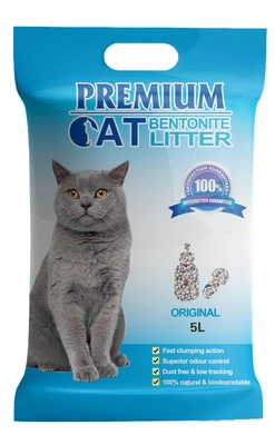 Premium Cat Żwirek Bentonitowy Zbrylający - Naturalny dla kota 5L-2,2kg / Opakowanie uszkodzone (9974) !!! 