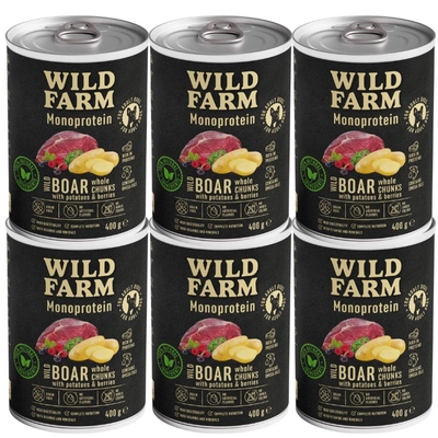 WILD FARM Monoprotein Wild Boar 6x400g hipoalergiczna karma dla psa