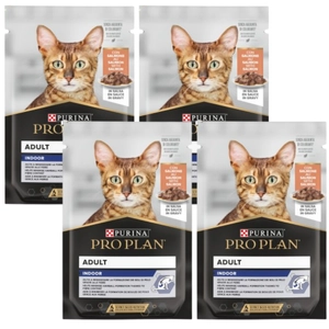 Purina Pro Plan Indoor Adult z łososiem dla kotów 4x85g