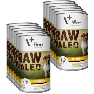 Vetexpert RAW PALEO puppy turkey 12x400g - indyk puszka