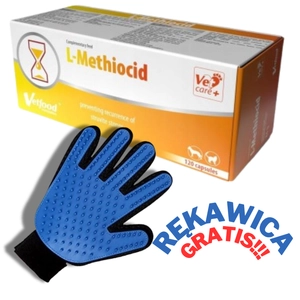 VETFOOD L-Methiocid 120 kapsułek + RĘKAWICA DO CZESANIA GRATIS!!