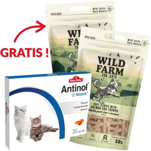 BIOVICO ANTINOL SIZAROL KOT 30 tabletek NA STAWY+ GRATIS WILD FARM miękkie paski łosoś z tauryną 2x50g!