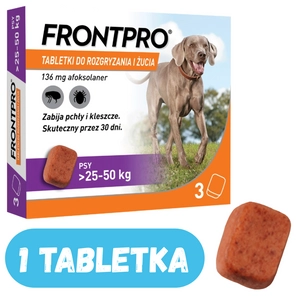 Frontpro tabletki na pchły i kleszcze XL 136mg 25-50kg 1 TABLETKA