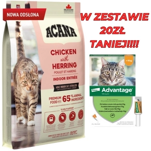 ACANA Indoor Entree Cat 4,5kg + Advantage - dla kotów (0,4mlx4) *roztwór* blister