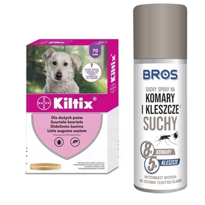 Kiltix Obroża dla psów dużych dł, 70cm + BROS suchy spray na komary i kleszcze 90ml