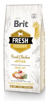 Brit Fresh Chicken & Potato Adult Great Life 12kg/ Opakowanie uszkodzone (5796,5799,5792,1788,1790) !!! 