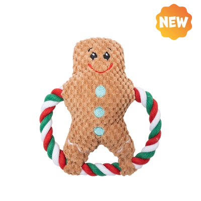 UNIQ PETS PLUSZOWA ZABAWKA DLA PSA SQUEAKIES pierścieniowy szarpak bałwanek z piszczałką 20×20cm