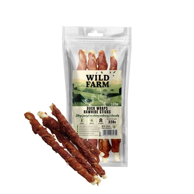 WILD FARM Długi patyk ze skóry wołowej z kaczką 28cm 320g przysmak dla psa