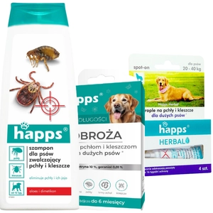 HAPPS zestaw na pchły i kleszcze dla dużych psów 20-40kg