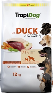 TROPIDOG Premium adult medium & large breed kaczka z ryżem 12kg