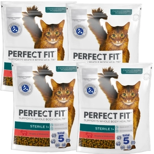 PERFECT FIT (Sterile 1+) 4x 750g Bogaty w wołowinę - sucha karma dla kota po sterylizacji