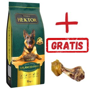 HEKTOR BALANCED Adult 15 kg + GRATIS SERRANO HAM Mega Mięsna Kość z szynki Serrano 1 szt. 550 g