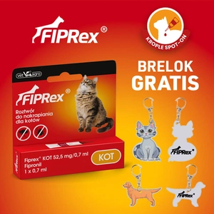 Fiprex Kot preparat przeciw pchłom i kleszczom dla kota pipeta 1x0,7ml + Brelok GRATIS!