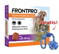  Frontpro tabletki na pchły i kleszcze XL 136mg 25-50kg x 3tabl + Sznur z piłką GRATIS!