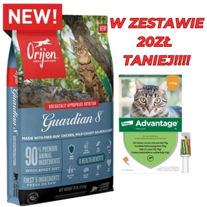 ORIJEN Guardian 8 Cat 4,5kg + Advantage - dla kotów (0,4mlx4) *roztwór* blister