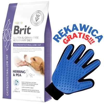 BRIT GF Veterinary Diets dog Gastrointestinal-Low Fat 12kg + RĘKAWICA DO CZESANIA GRATIS!!