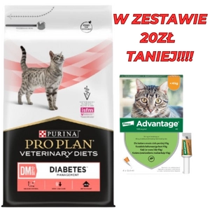 PRO PLAN Veterinary Diets DM St/Ox Diabetes Management Karma sucha dla kota 5kg + Advantage - dla kotów (0,4mlx4) *roztwór* blister