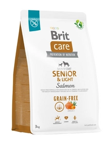 BRIT CARE Dog Grain-free Senior & Light Salmon 3kg opakowanie uszkodzone (3861,3867)