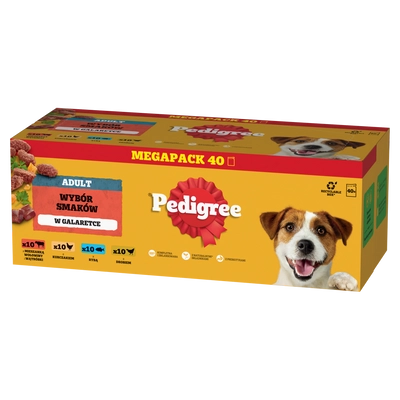 PEDIGREE Adult saszetka 40x100 g - Mix Smaków w Galaretce - mokra karma pełnoporcjowa w galaretce dla dorosłych psów 