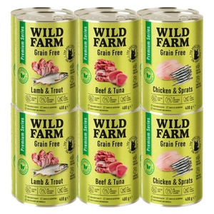 WILD FARM Premium Grain Free Mix smaków 12x400g - bezzbożowa karma dla kota