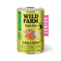 WILD FARM Premium Grain Free Turkey and Salmon Junior 400g  - bezzbożowa karma dla kociąt