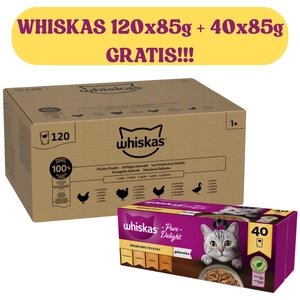 Whiskas Drobiowa Uczta 120x85g w Galaretce + WHISKAS Adult 40x85g Drobiowe Frykasy