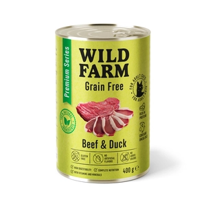 WILD FARM Premium Grain Free Beef and Duck 400g  - bezzbożowa karma dla kota