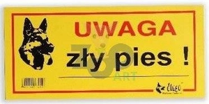 DINGO tabliczka ostrzegawcza "UWAGA ZŁY PIES"
