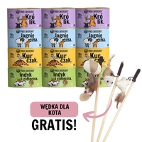 Paka Zwierzaka- karma mokra dla kota mix smaków 12x200g + WĘDKA DLA KOTA GRATIS !!!