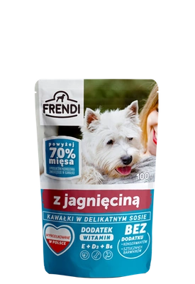 Frendi-  Kawałki w delikatnym sosie z jagnięciną dla psa 100g.