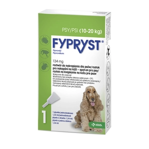 KRKA Fypryst Spot On krople na pchły i kleszcze dla psa 10-20 kg 134 mg/1,34 ml 1 pipeta