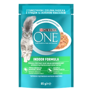 Purina One Indoor Formula Karma dla kotów z tuńczykiem i zielona fasolką 85 g