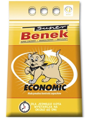 SUPER BENEK Żwirek Economic 10l - 9,5kg / Opakowanie uszkodzone (4525) !!!