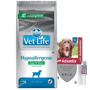 FARMINA Vet Life Dog Hypoallergenic Egg & Rice 12kg + Advantix - dla psów 25-40kg (pipeta 4ml)