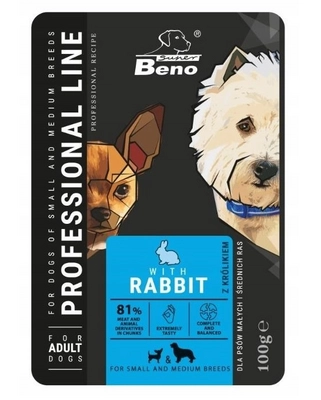 SUPER BENO Adult saszetka dla psów małych i średnich ras z królikiem 24x100g